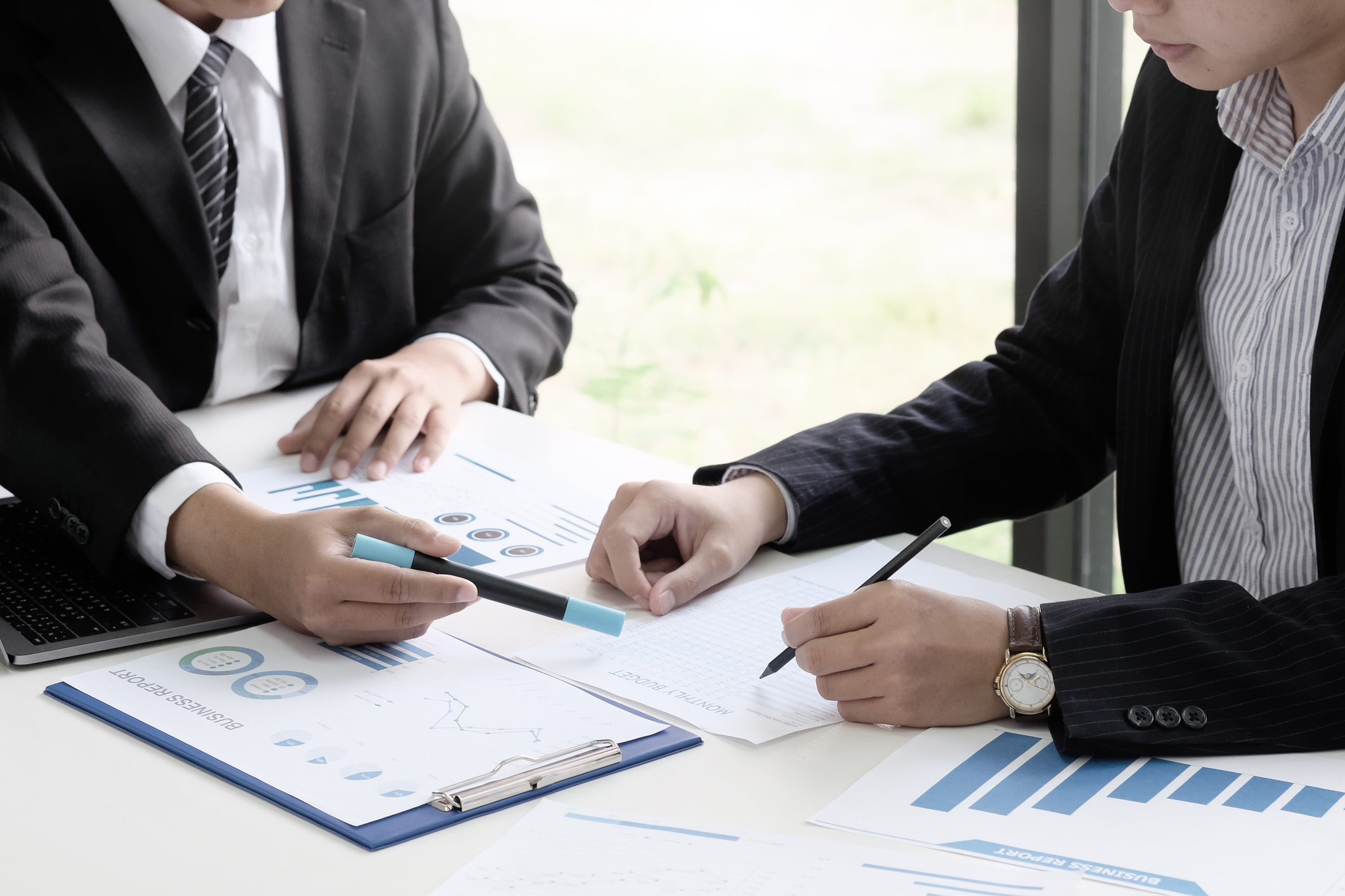 Business project team working together at meeting room at office Mature businessman discuss information with a younger colleague.